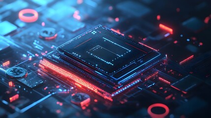 6. A digital wallet surrounded by floating coins and transaction data, with a high-tech, futuristic aesthetic