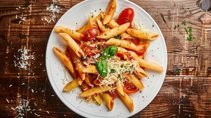 Delectable Penne Pasta with Tomato Sauce, Roasted Tomatoes, and Mozzarella 