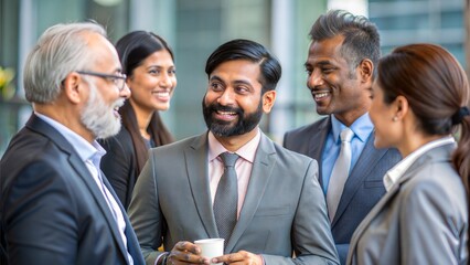 Indian professionals networking at a real estate seminar or event.
