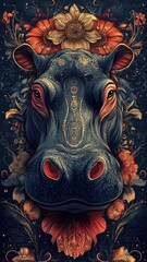 Fototapeta premium Textured pattern hippopotamus, intricate details, artistic design.