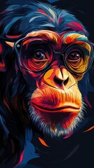 Naklejka premium Morphism style chimpanzee, abstract shapes, smooth transitions.