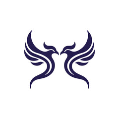 Naklejka premium Twin Phoenix Logo flying bird love abstract design vector template. 