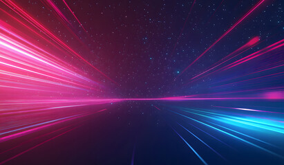 Colorful Neon Light Streaks in Space – Futuristic Abstract Background Design