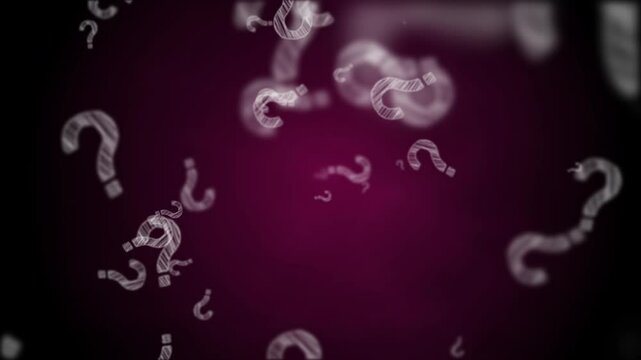 Question mark seamless animation. Loop purple background. Hand drawn random white punctuation marks. Vertical video.