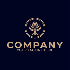 simple growing tree wisdom logo vector illustration