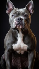 Fototapeta premium American Bully with a detailed textured pattern, emphasizing the richness of its coat and adding visual depth.