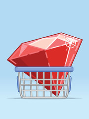 Shopping Basket Gem Diamond Ruby Crystal