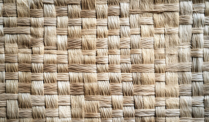 Close-up of Woven Natural Fiber Texture - Rustic Material Background Design