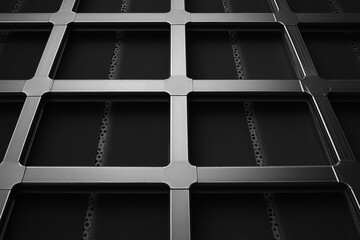 Obraz premium Techno Lines Cross Through a Metallic Grid in an Abstract Digital Artwork