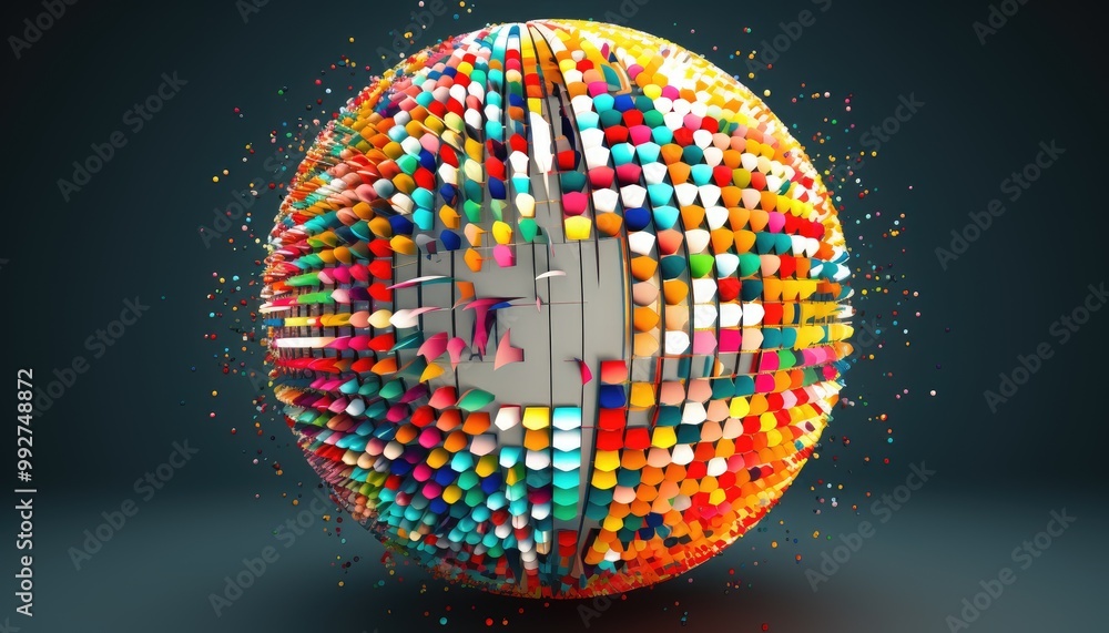 Poster dots colorful globe, abstract graphics. image with clipping path
