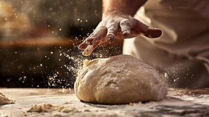 Baking Mastery Macro Shot. Dough Kneading Technique