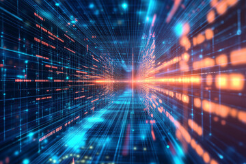Fototapeta premium Futuristic Data Pulses Surge Through a High-Tech Abstract Landscape