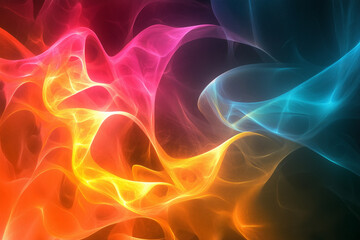 Obraz premium Techno-Inspired Fractal Designs Burst with Glowing Colors in a Digital Artwork