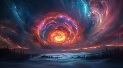 Eerie Otherworldly Sky with Swirling Colors