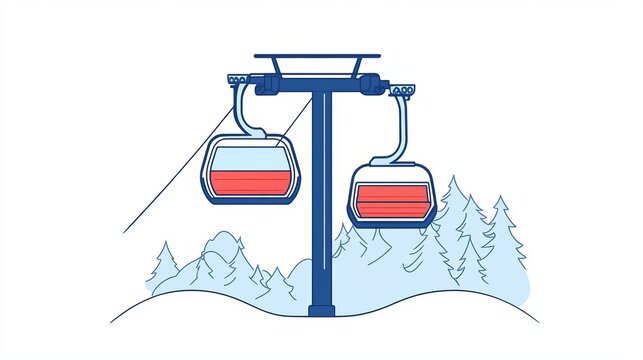 recommend clip art: A simple outline drawing of a ski lift, perfect for websites. The image is isolated against a white background.
