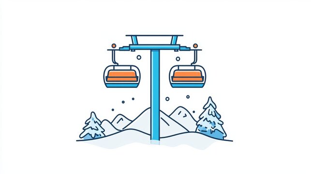 ski lift in winter landscape clip art preview