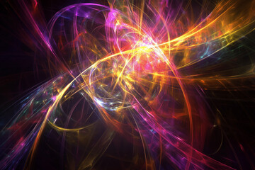 Fototapeta premium Glowing Abstract Fractal Shapes Illuminate a Techno Neon Landscape