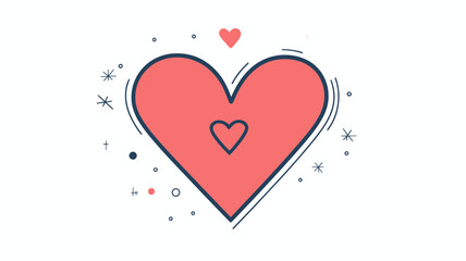 Modern Thin Line Heart Icon with Decorative Elements for Love and Romance Themes