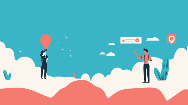 Creative Business Testimonial Vector Banner With Abstract Background And Characters Sharing Feedback For Websites And Marketing Headers
