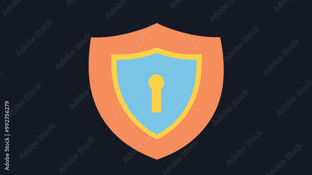 Poster colorful shield vector icon with keyhole for security and protection themes in digital and physical 