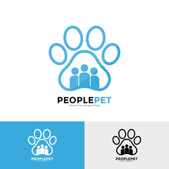 Obraz premium People pet paw logo vector template. This is suitable for training pet, business and pet lovers