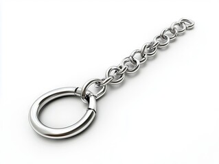 Obraz premium A silver chain with a metal ring on a white background