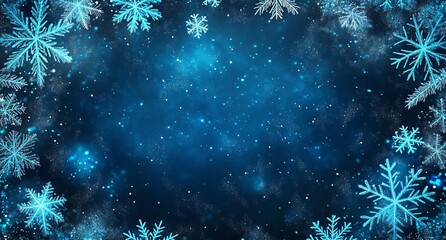 A neon blue frame decorated with bright snowflakes and icicles, radiating a cool winter vibe