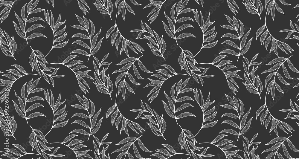 Poster foliage vector seamless pattern. abstract branches and leaves background