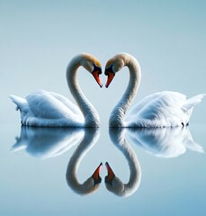 Fototapeta premium Two swans making a heart shape with their necks