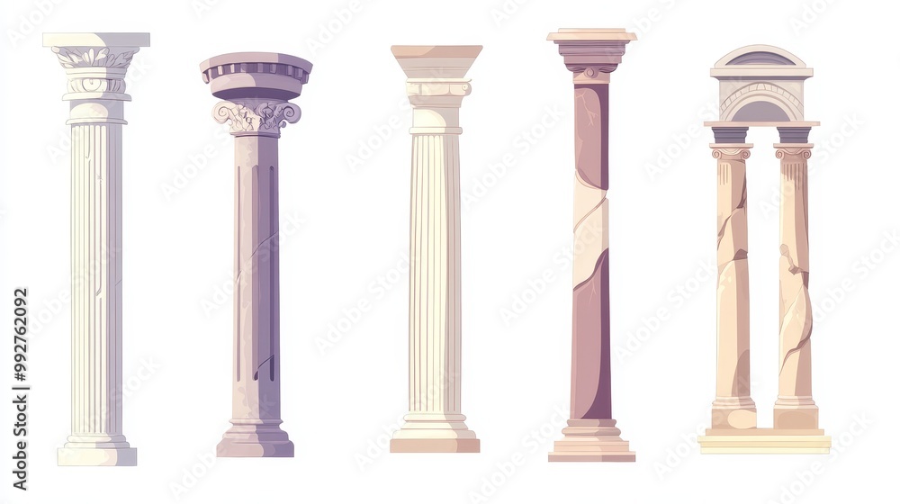 Canvas Prints cartoonish pillars and antique architecture columns reminiscent of ancient roman temples. a collecti