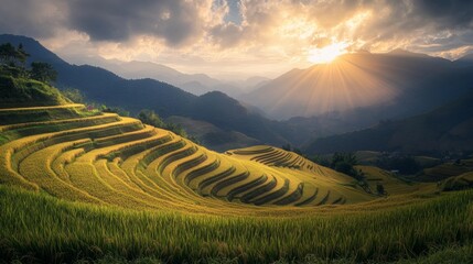 Captivating rice fields of Mu Cang Chai, Yen Bai, near Sa Pa, captured in October 2023 as the ripe rice awaited harvest.