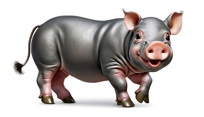 Fototapeta premium Happy smiling pig on white background