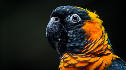 Obraz premium Animals birds banner Closeup of abstract black gold