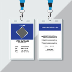 professional corporate id card template, clean id card design with realistic mockup