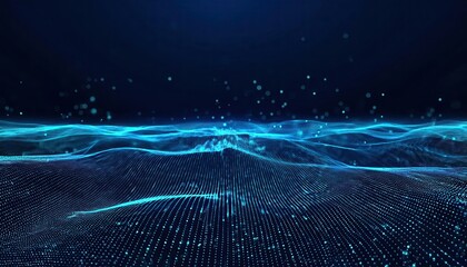 Particle wave of abstract gradient hologram in motion. Background technology of digital wallpaper