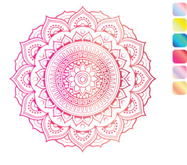 a colorful mandala with a pink and black background.