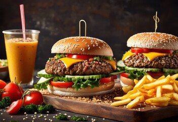 visual comparison fast food homemade meals highlighting nutritional aspects, burgers, fries, pizza, salad, vegetables, cheese, sauces, cooking