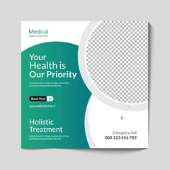 Medical healthcare social media banner and instagram post template