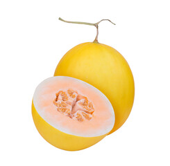 yellow cantaloupe melon isolated, png