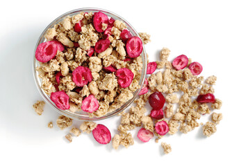 Muesli in glass bowl