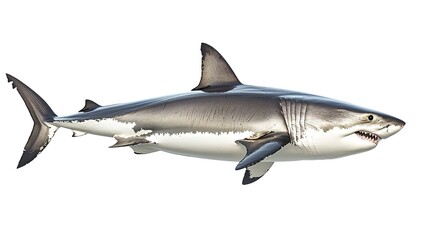 A great white shark isolated on a white background  