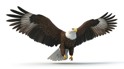 Fototapeta premium 3D rendering of a bald eagle isolated on white background. Computer generated illustration. 