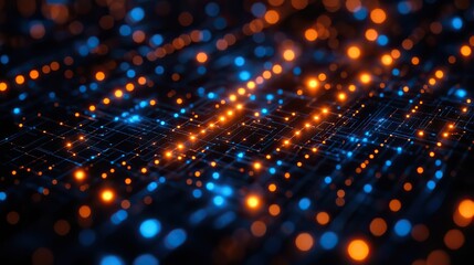 Fototapeta premium A close-up of fiber optics on a technology background highlights the intricacies of modern communication networks.