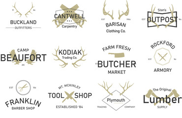 set of labels and logo and badges