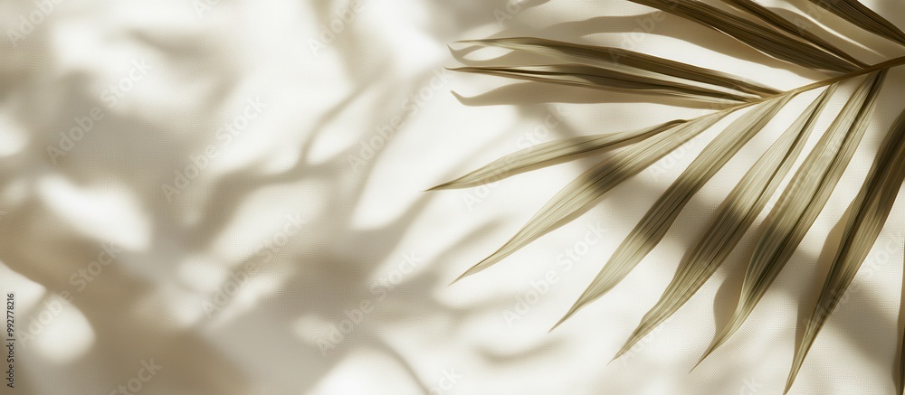 Poster a soft, light background with shadows of leaves creating an elegant and serene atmosphere.