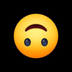 Fototapeta premium 3D Upside-Down Face Emoji Illustration on Black Background 