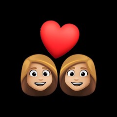 Fototapeta premium Love Emoji: Two Women with Heart
