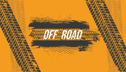 Vector Tire Track on orange Background. Grunge Tire Track. © Rizal