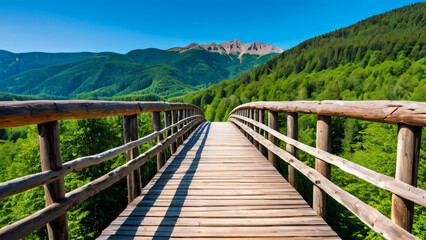 Obraz premium wooden bridge in the mountains