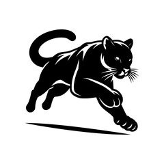 vector logo of a running puma. black and white illustration of a jaguar.